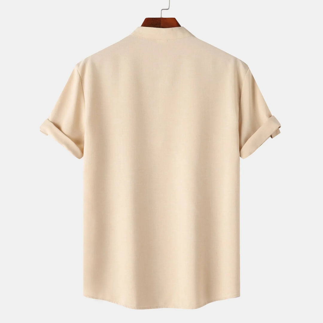 Men's Stand Collar Short Sleeve Henley Shirt