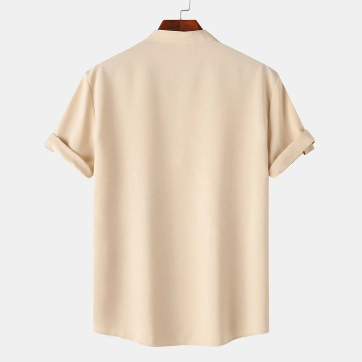 Men's Stand Collar Short Sleeve Henley Shirt