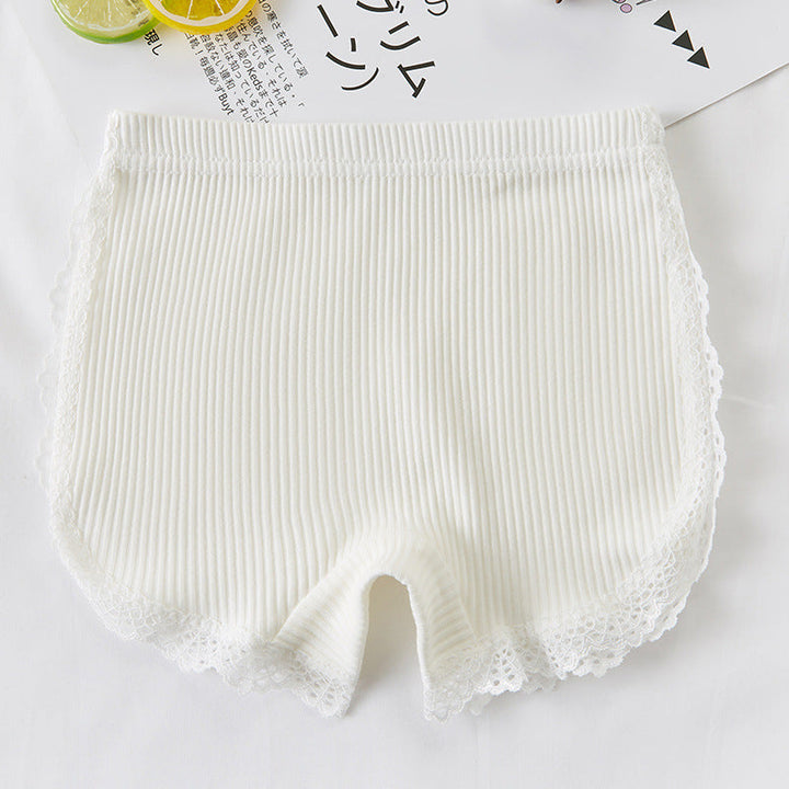 Anti-Exposure Crotch-Lined Pure Cotton Lace Summer Girls Safety Pants