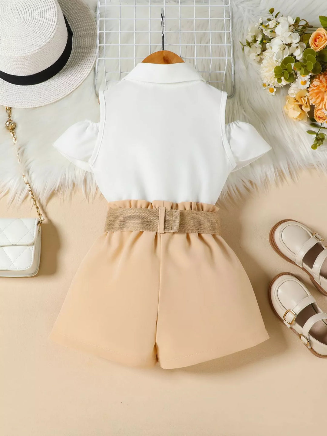 Children's Ruffle Cold Shoulder Top & Shorts Set