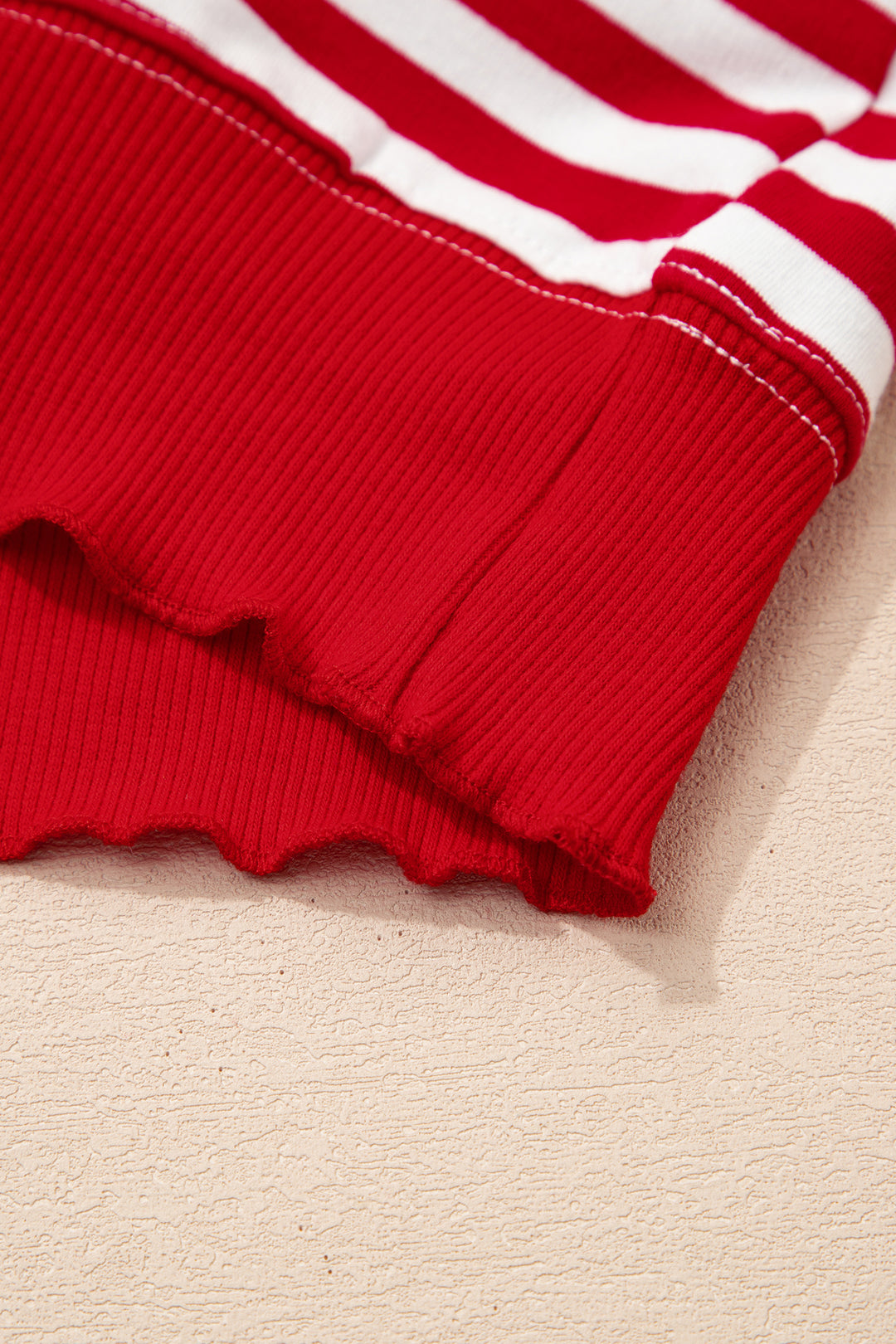 Green Stripe Contrasted Color Block Patchwork Baggy Sweatshirt