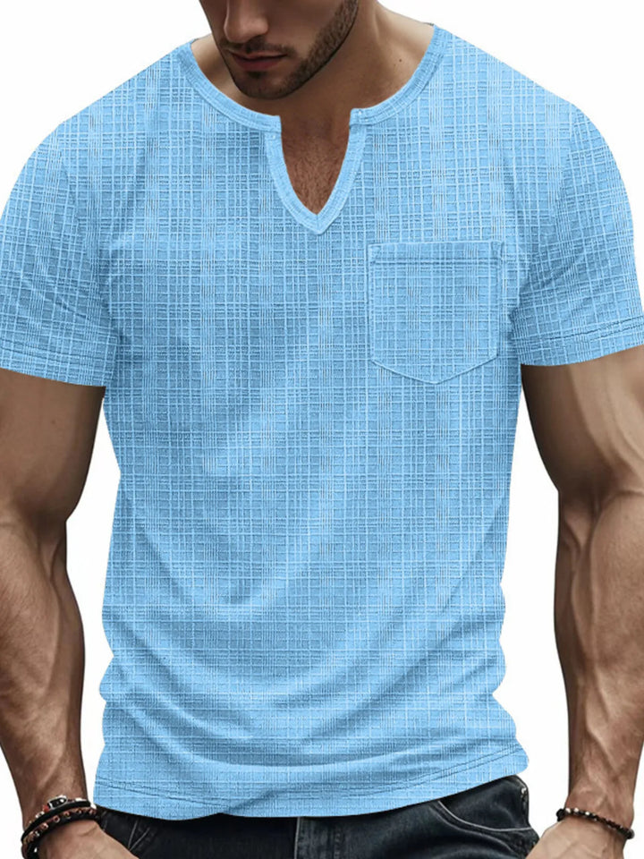 Men's Full Size Notched Short Sleeve T-Shirt Plus Size