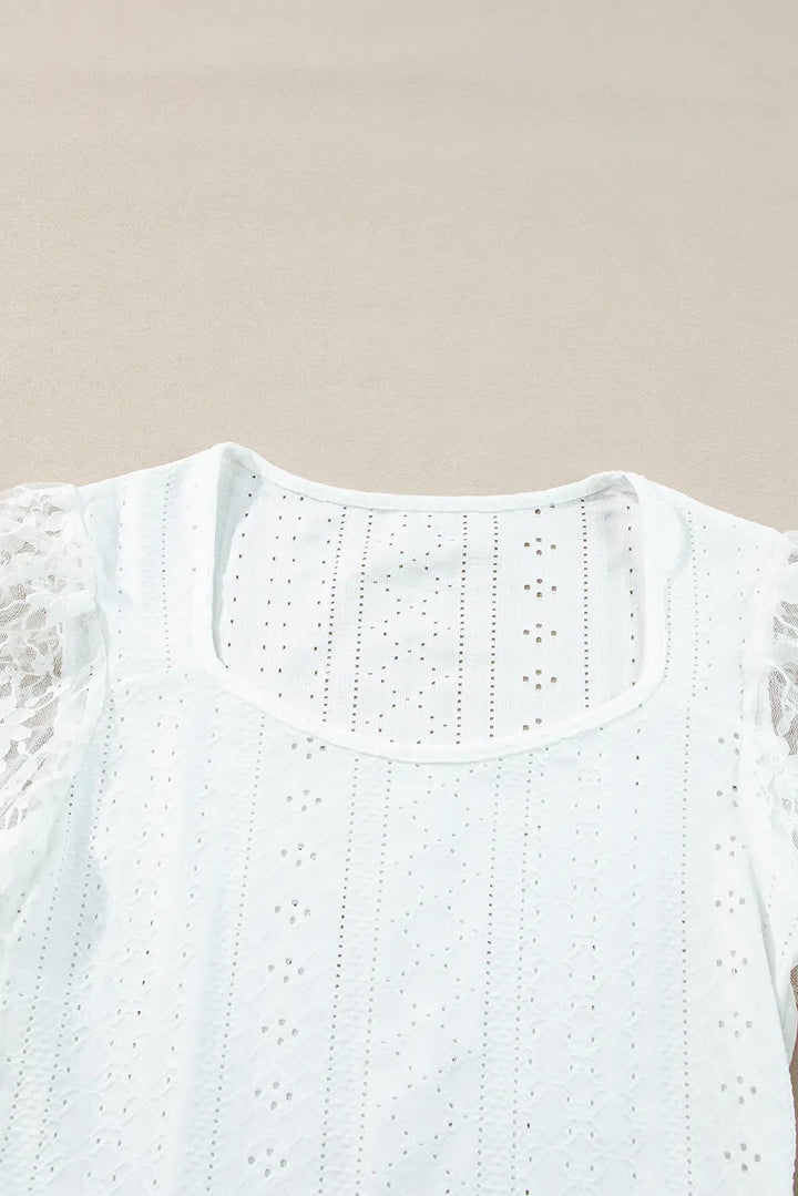 Eyelet Lace Long Sleeve Bodysuit