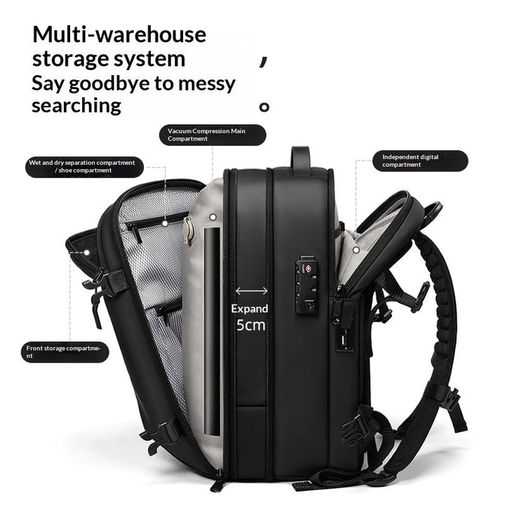 Vacuum Compressed Backpack - Space Saving Portable Travel Rucksack with Compression Technology for Hiking Camping