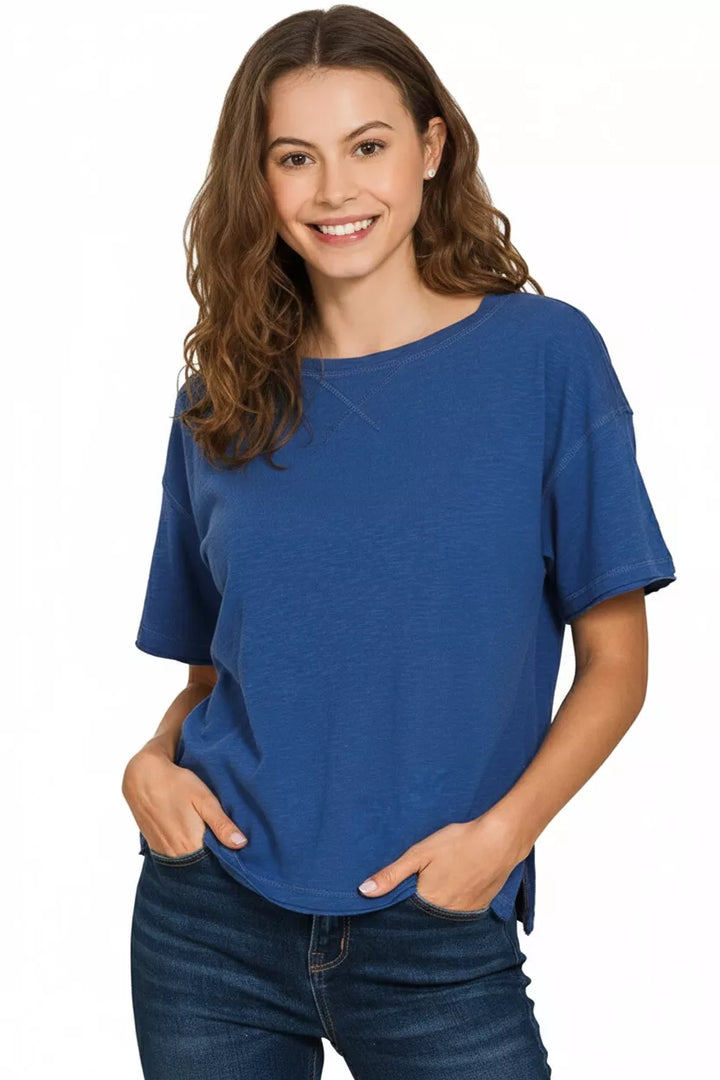 Zenana Cotton Slub Short Sleeve Tee