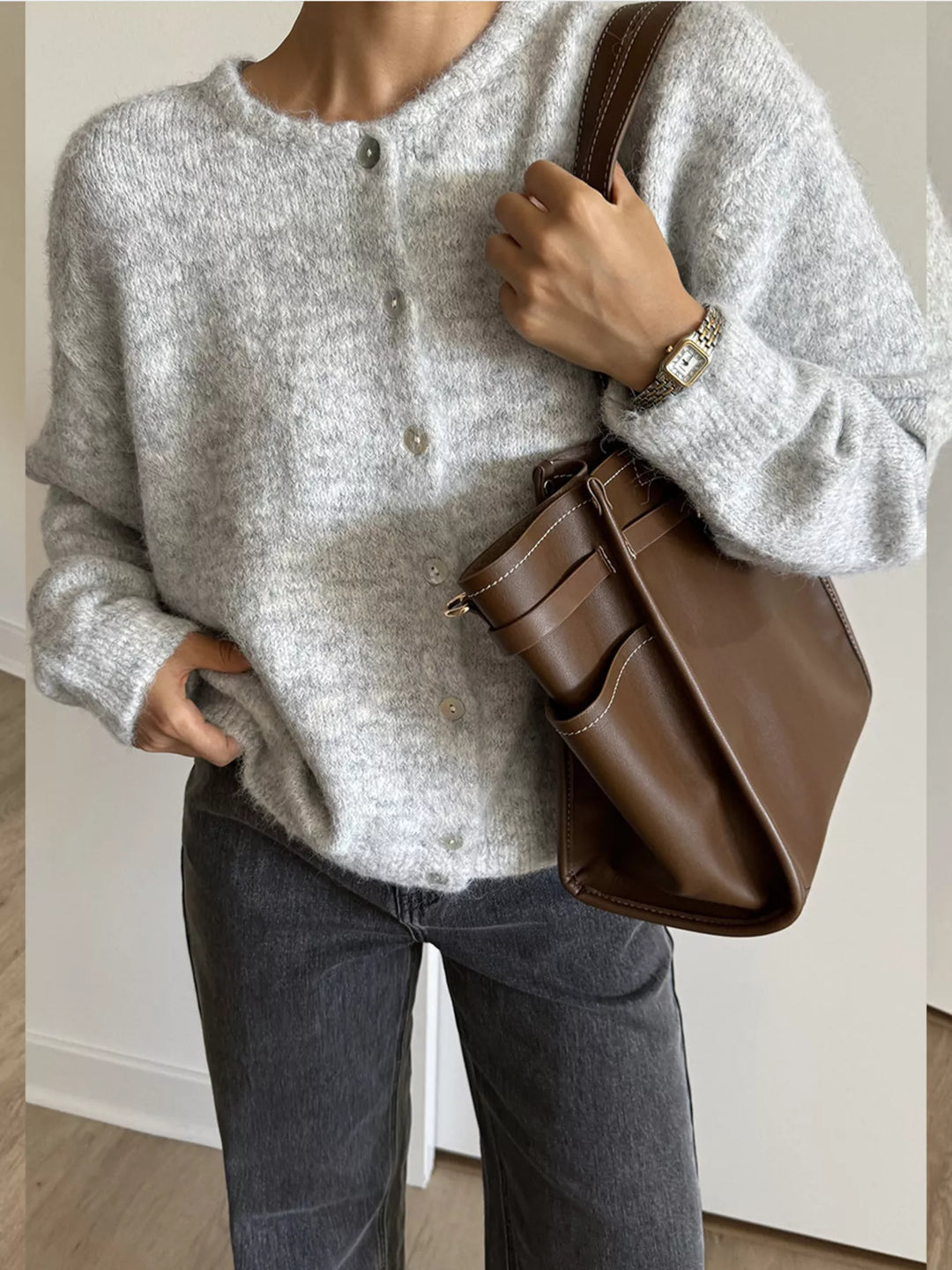 Button Up Long Sleeve Cardigan