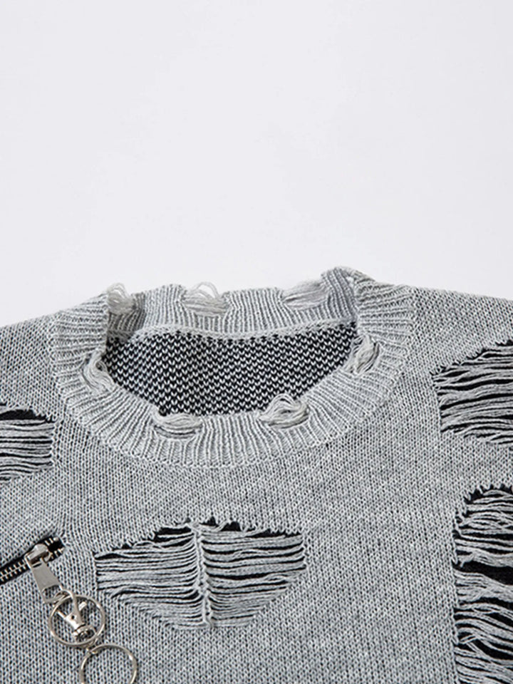 Men's Distressed Chain Detail Oversized Sweater