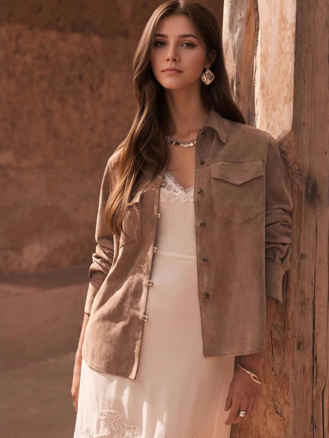Button Front Long Sleeve Jacket
