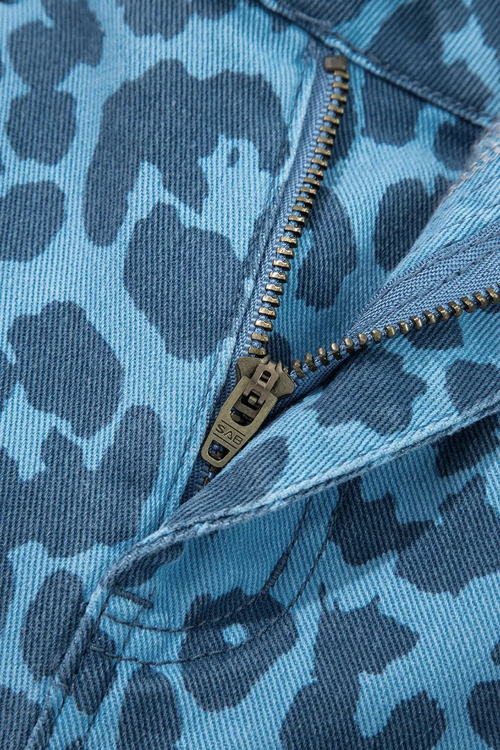 Leopard Print Barrel Leg Jeans