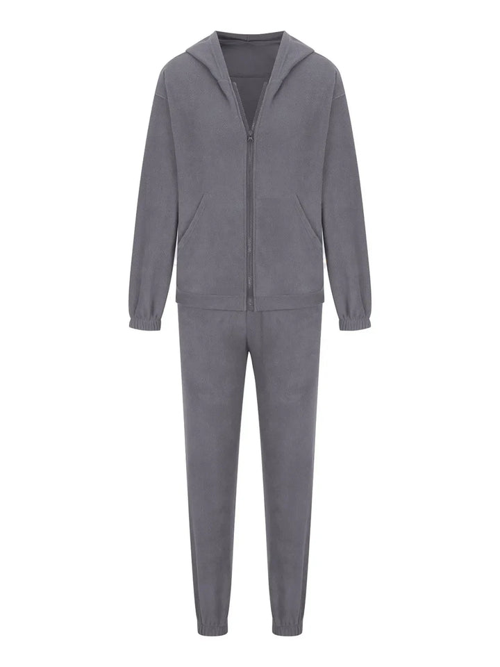 Zip Up Long Sleeve Hoodie and Joggers Set