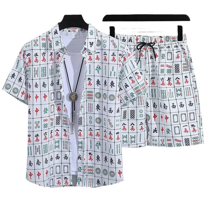 Floral Shirt Set Short Sleeves Retro All-over Floral Print Trendy