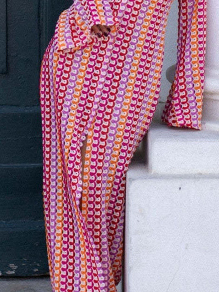 Slit Striped Knit Maxi Dress