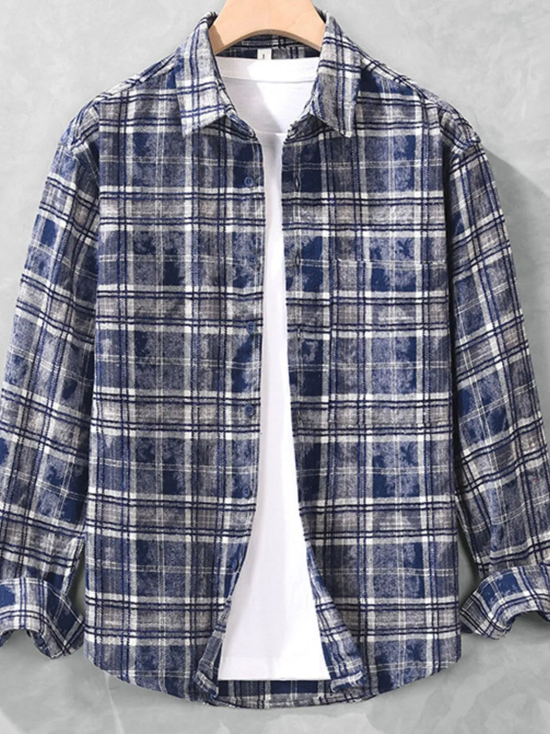 Men's Plus Size Plaid Button Up Long Sleeve Shirt