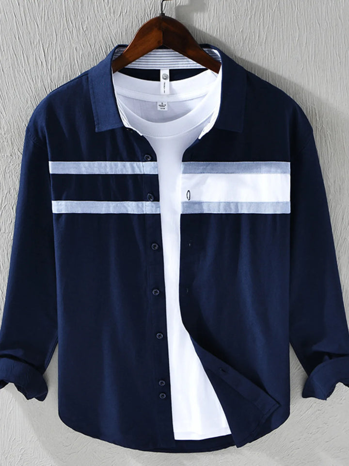 Men's Plus Size Striped Button-Down Shirt