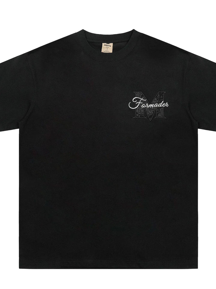 Men's Round Neck Embroidered Letter T-Shirt