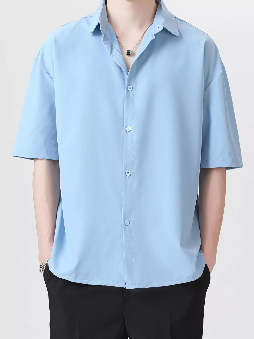 Men's Full Size Casual Short Sleeve Button-Down Shirt Plus Size