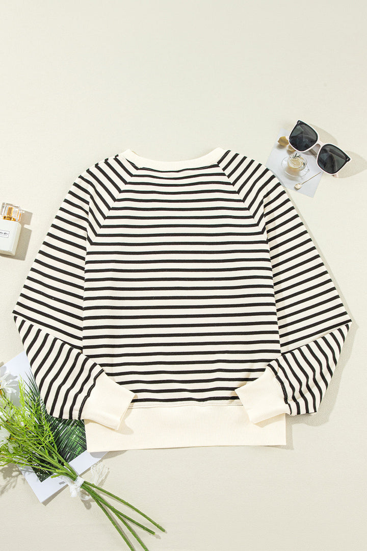 Back-to-School Striped Button Sweatshirt