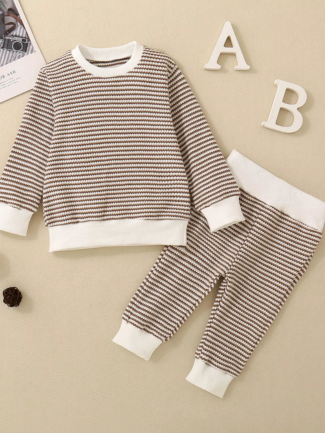 Children's Striped Long Sleeve Top and Pants Set
