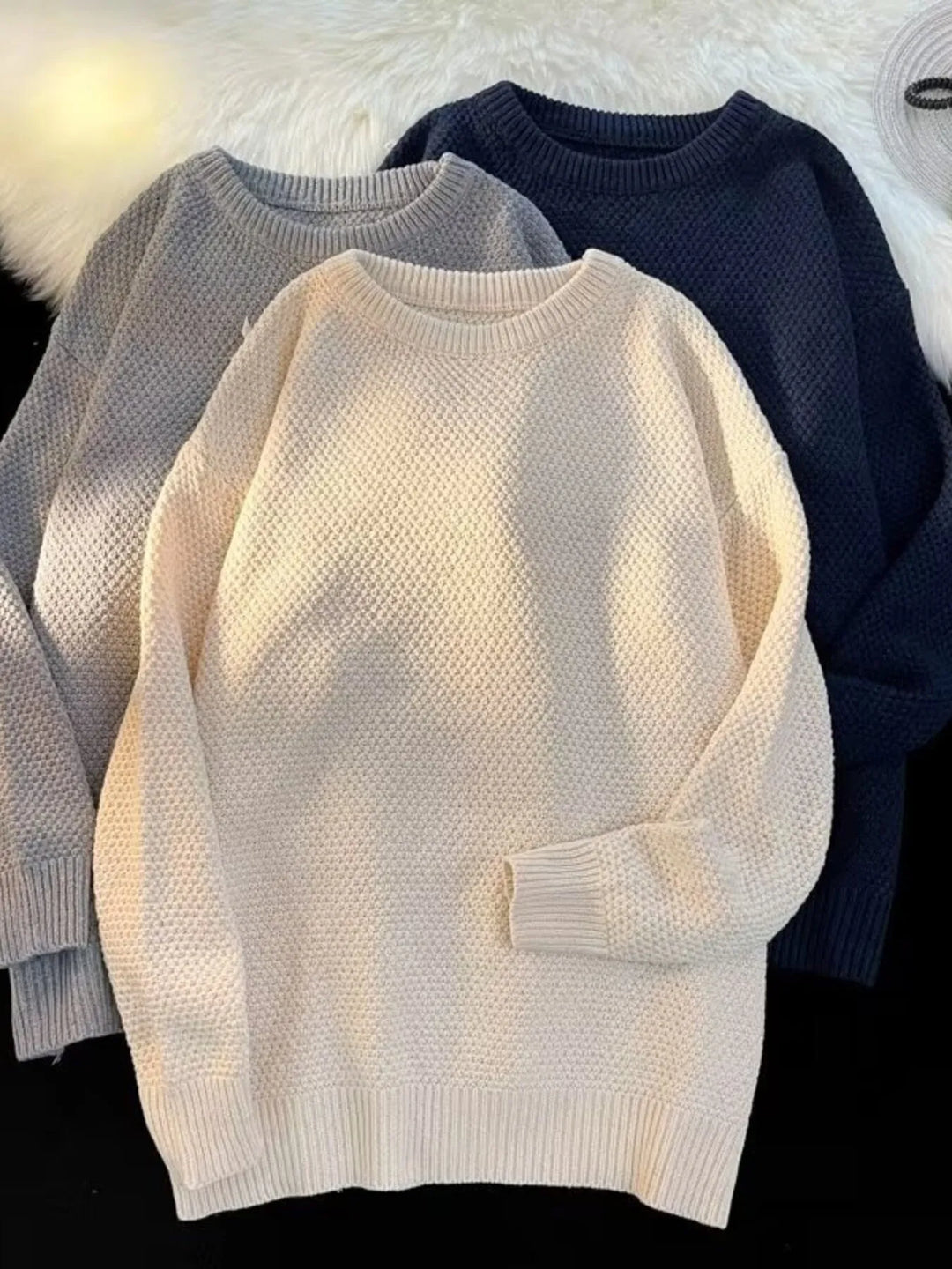 Men's Textured Knit Relaxed Fit Sweater