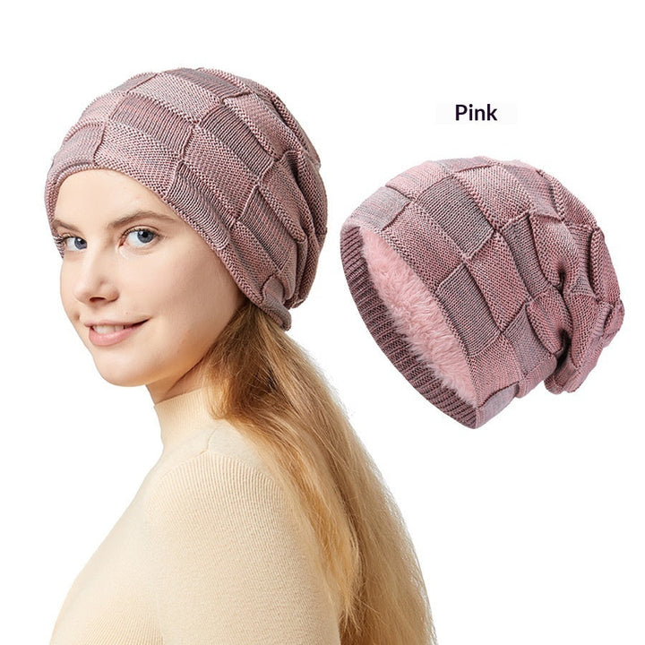 Mens Winter Knitted Hat Couples Style Warm Fleece-Lined Ear-Protecting Wool Cap