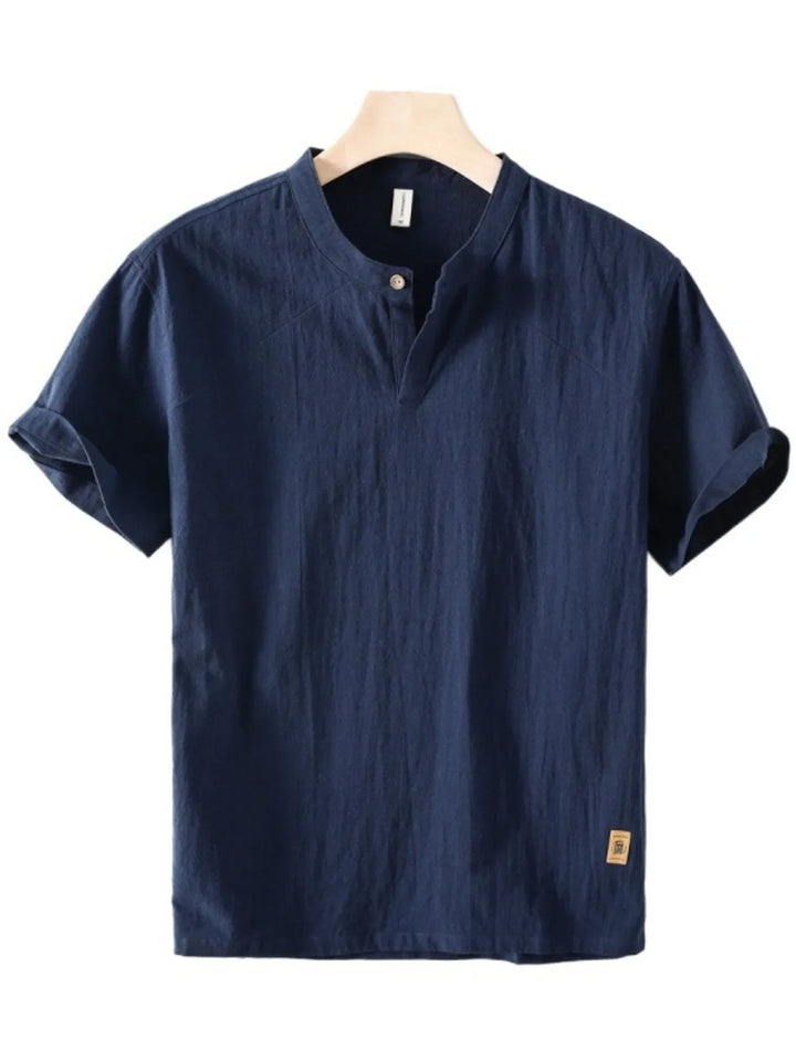 Men's Plus Size Short Sleeve Button Detail Blouse