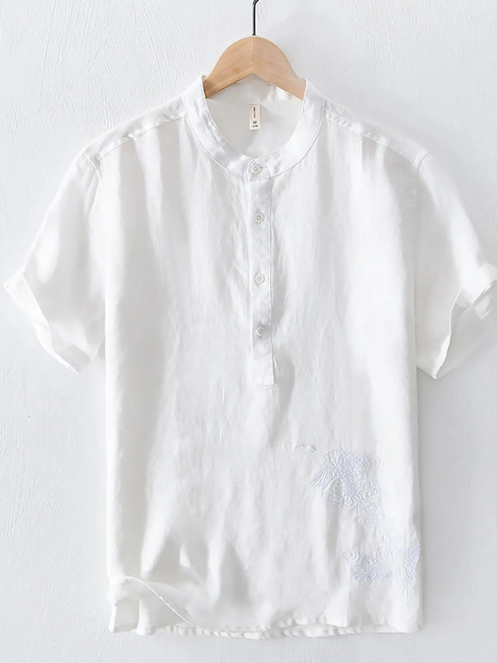 Men's Plus Size Button Detail Short Sleeve Blouse