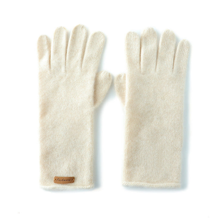 Cashmere Autumn And Winter Unisex Warm Touch Riding Windproof Knitted Five-finger Gloves