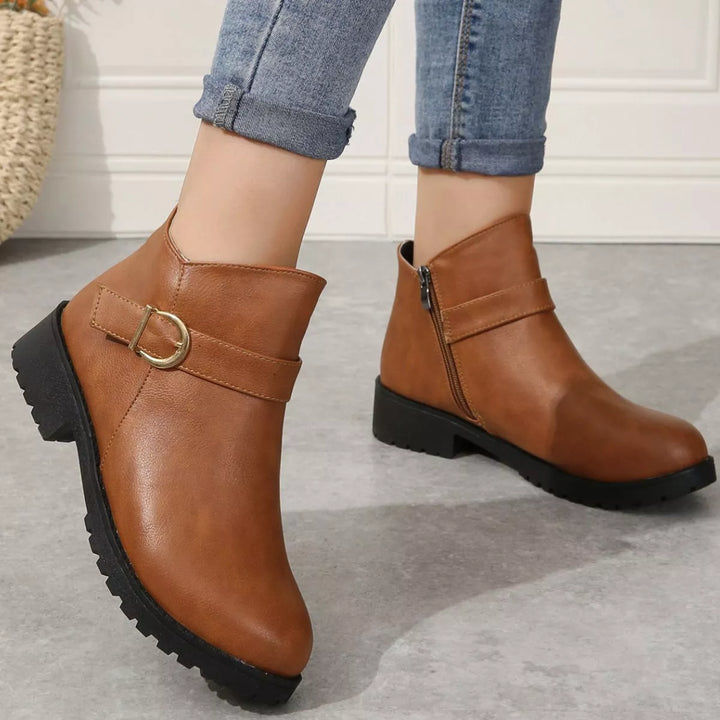 Round Toe Block Heels Boots