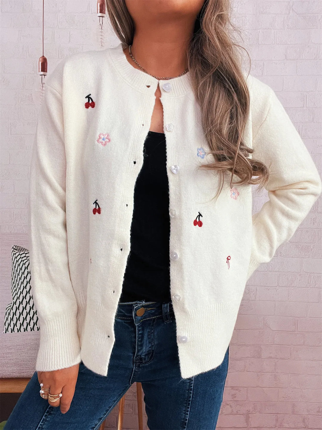 Ribbed Button-Front Knit Cardigan
