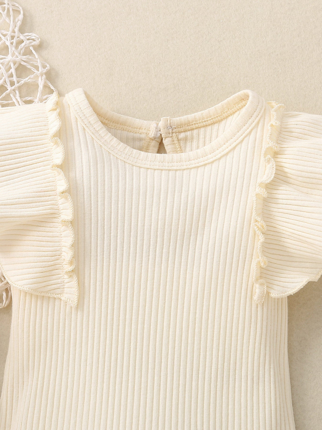 Children's Ribbed Ruffle Trim Bodysuit & Shorts Set