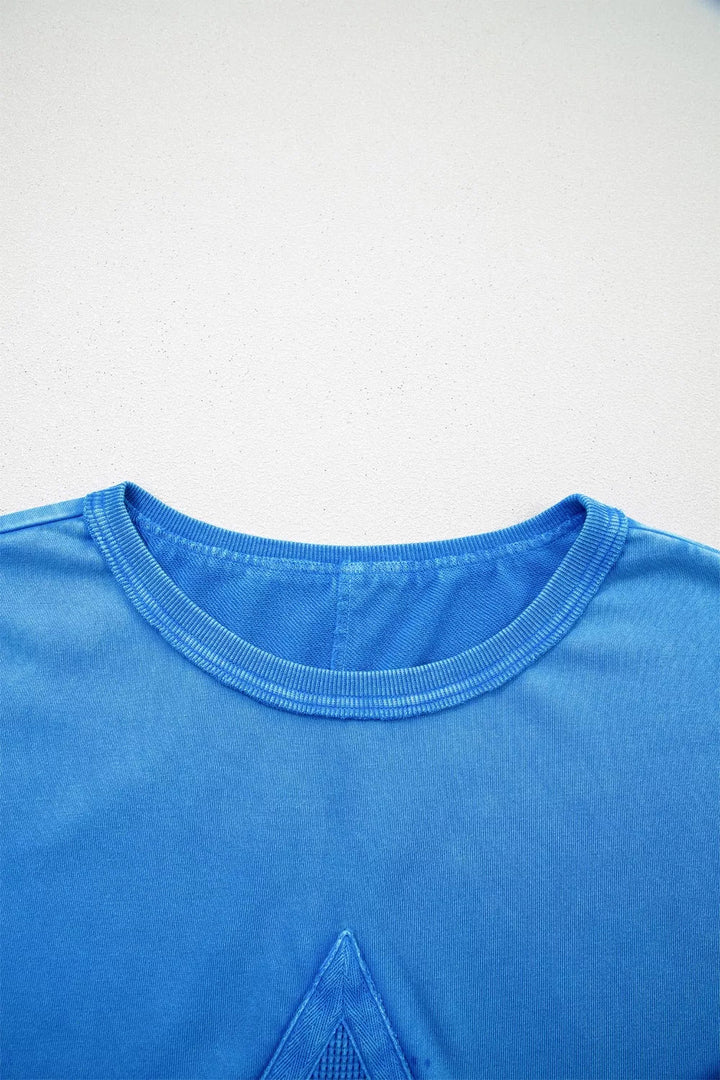 Mineral Wash Star Mesh Patchwork Oversize Tee