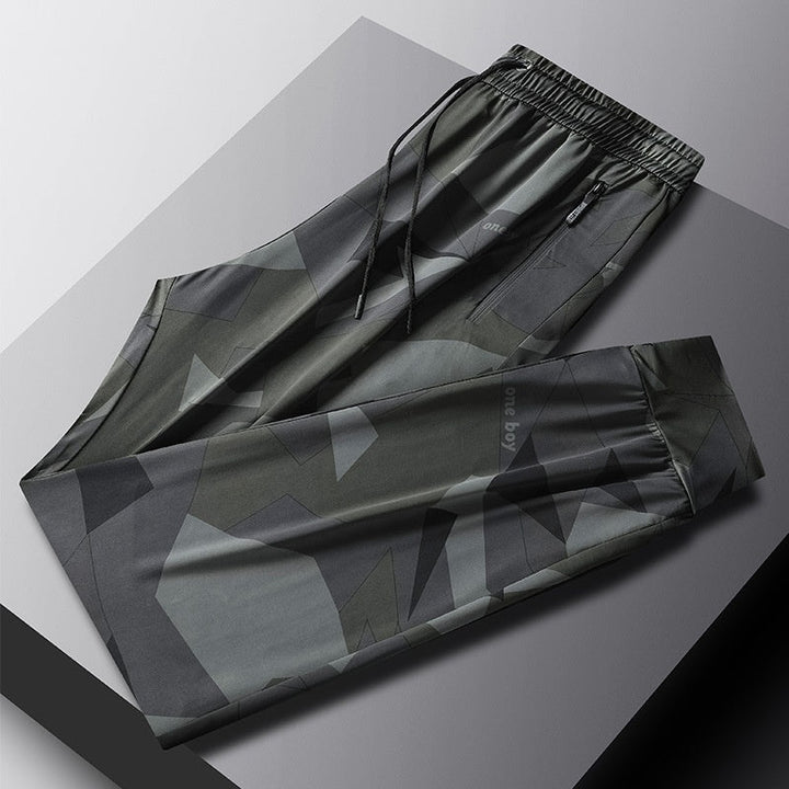 Summer Camouflage Loose-Fit Plus-Size Stretch Quick-Dry Sports-Casual Mens Ankle-Tightening Trousers
