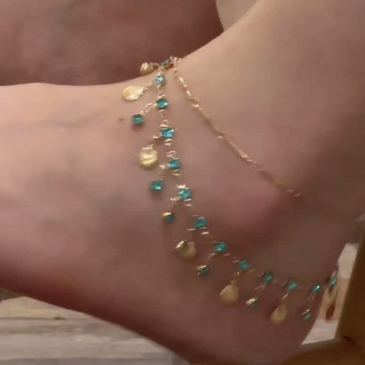 Ultra-shimmering Double-layer Shell Tassel Delicate Anklet