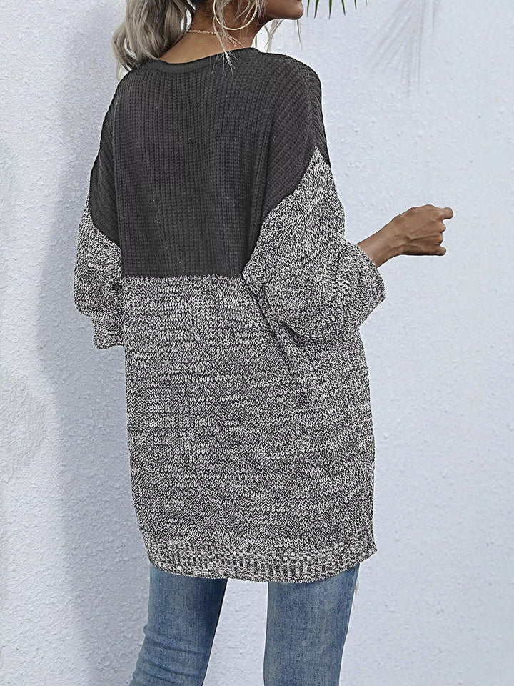 Color Block Long Sleeve Oversized Sweater