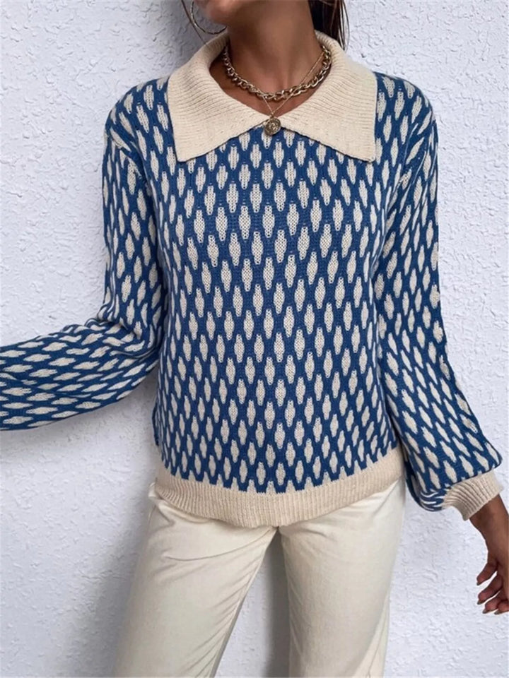 Diamond Pattern Peter Pan Collar Sweater