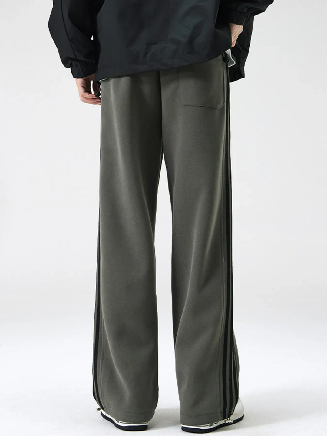 Men's Plus Size Drawstring Striped Wide Leg Pants
