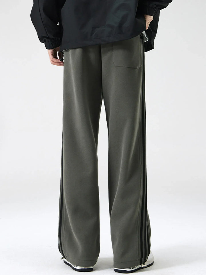 Men's Plus Size Drawstring Striped Wide Leg Pants