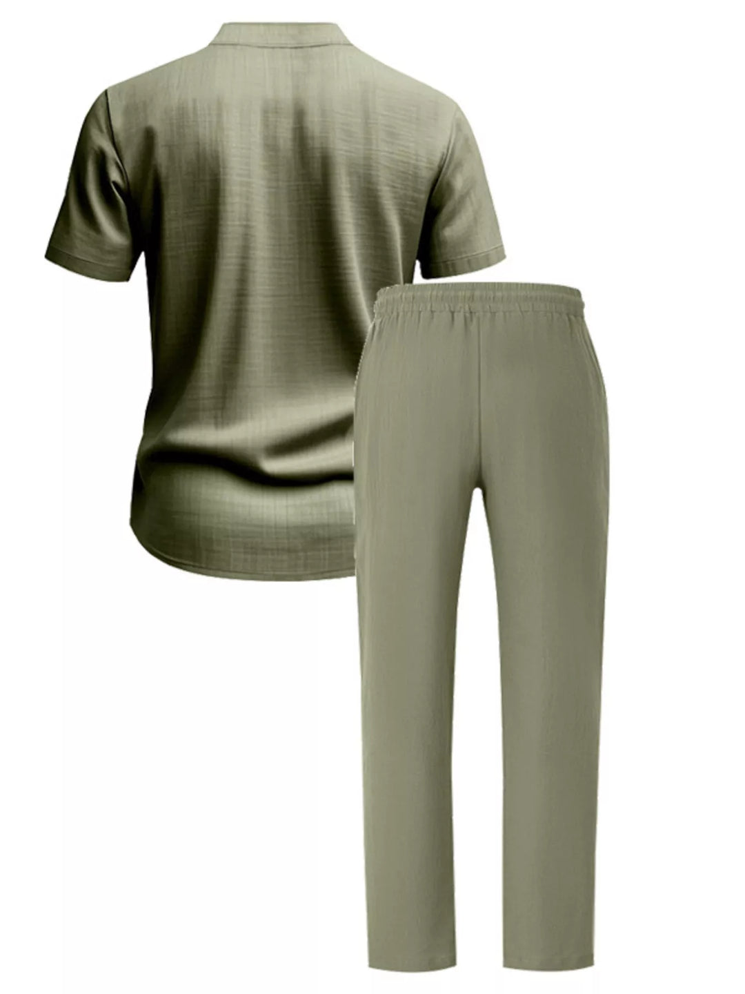 Men's Full Size Casual Button Up Short Sleeve Shirt and Pants Set Plus Size