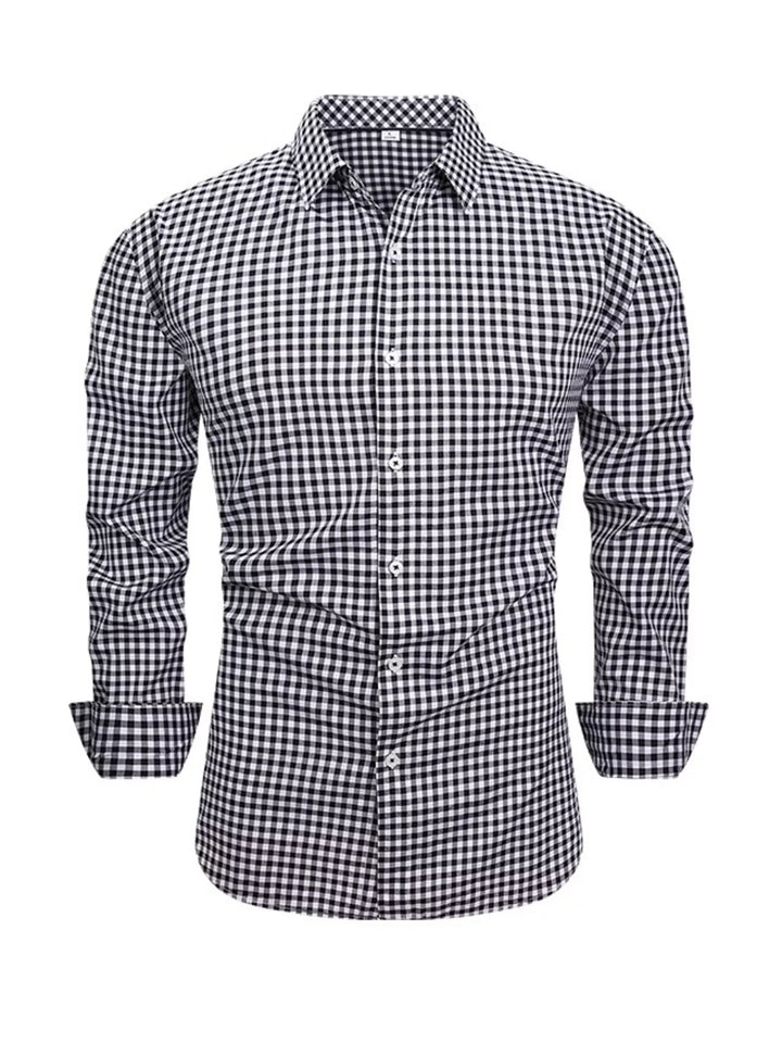 Men's Full Size Classic Fit Long Sleeve Gingham Shirt Plus Size