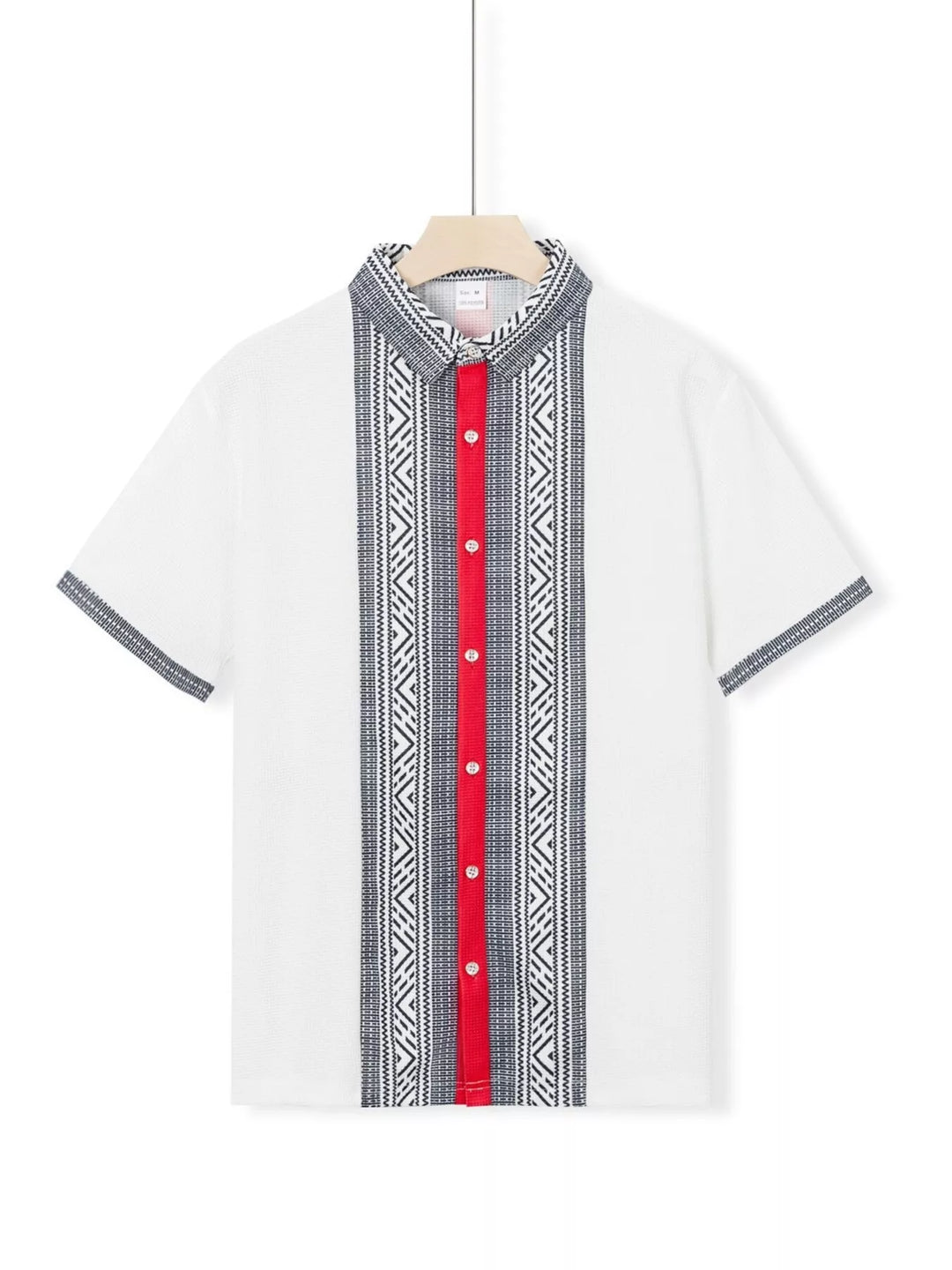 Men's Full Size Casual Geometric Print Short Sleeve Shirt Plus Size