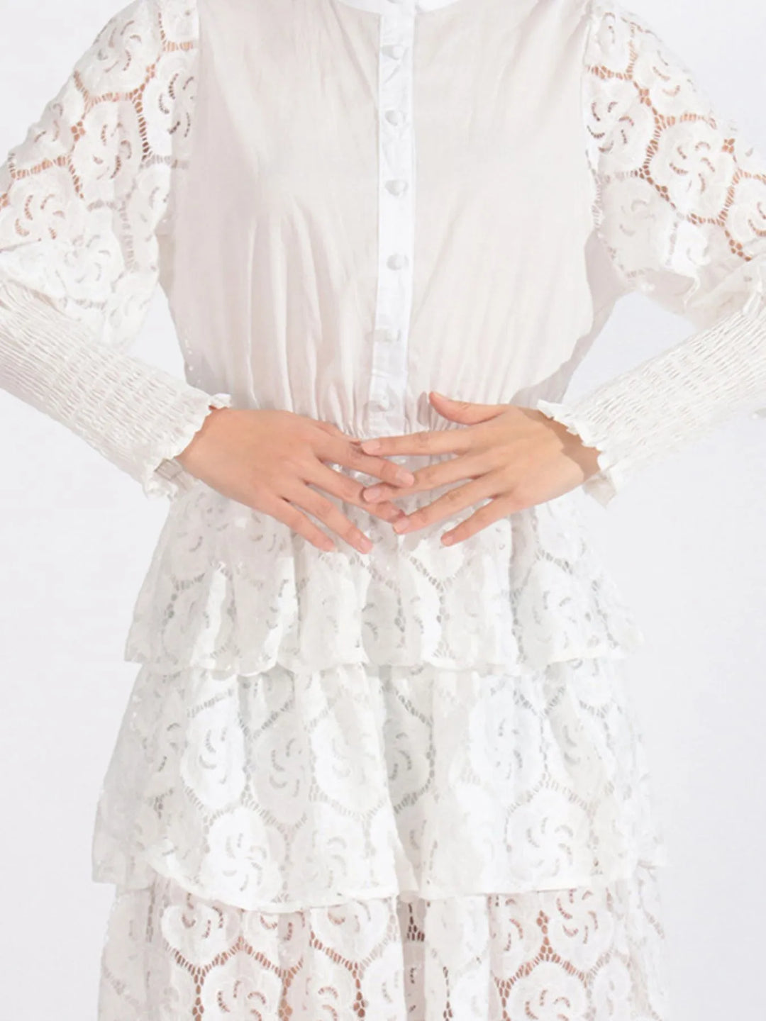 Full Size Lace Layered Long Sleeve Dress Plus Size