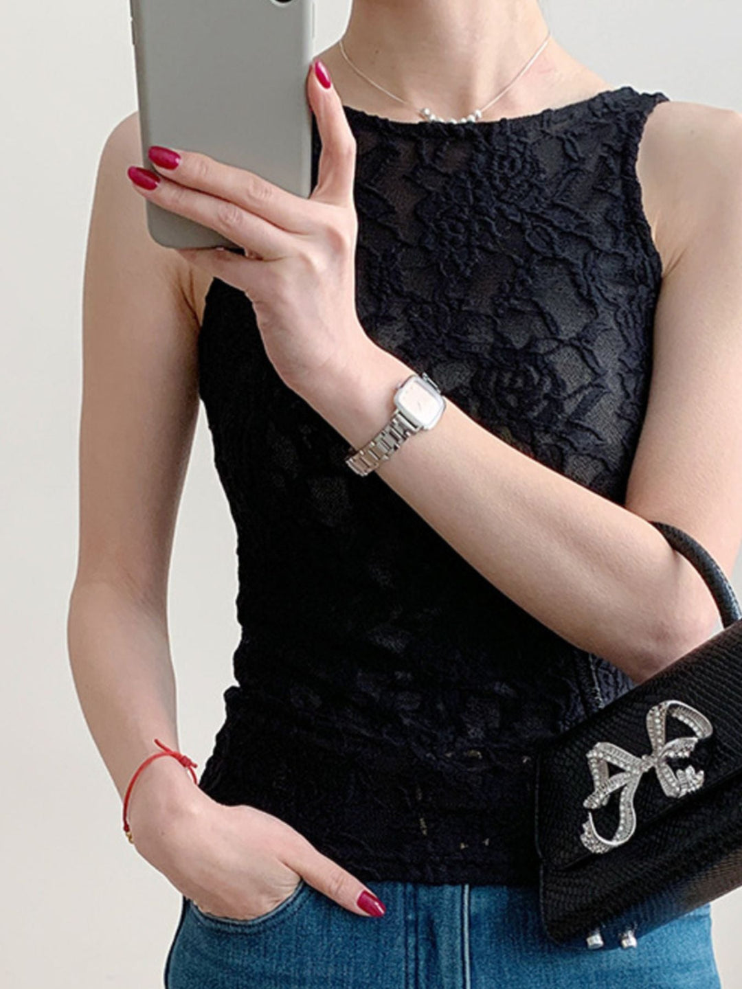 Lace Round Neck Tank