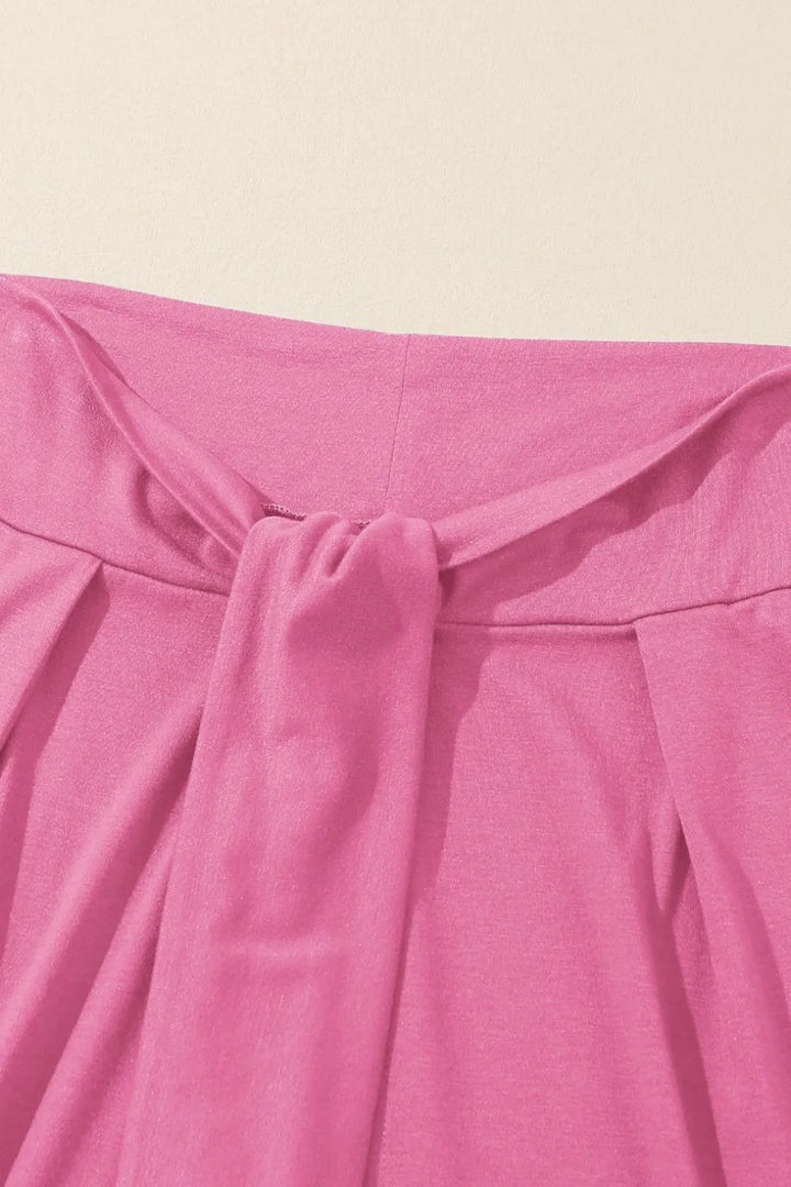 Knotted Waist Split Leg Relaxed Pants