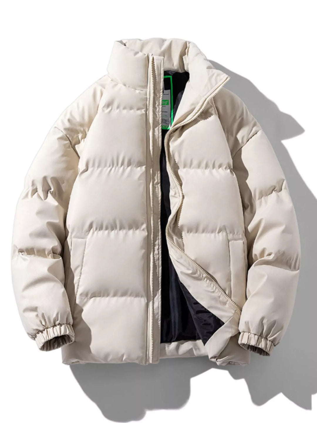 Men's Plus Size Zip Up Stand Collar Puffer Jacket