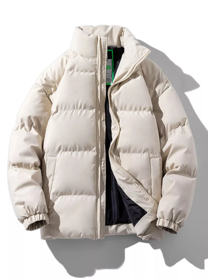 Men's Plus Size Zip Up Stand Collar Puffer Jacket