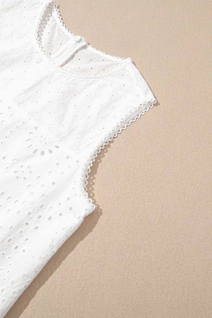Floral Eyelet Embroidered Sleeveless Shift Dress