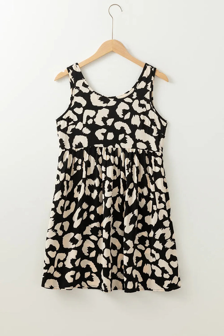 Leopard Print Sleeveless Summer Mini Dress