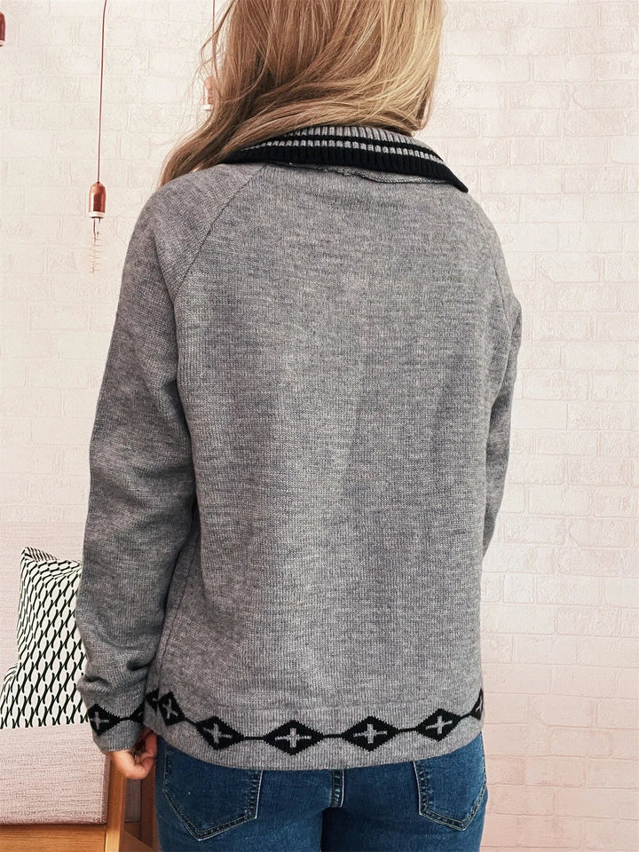 Heart Button Long Sleeve Cardigan