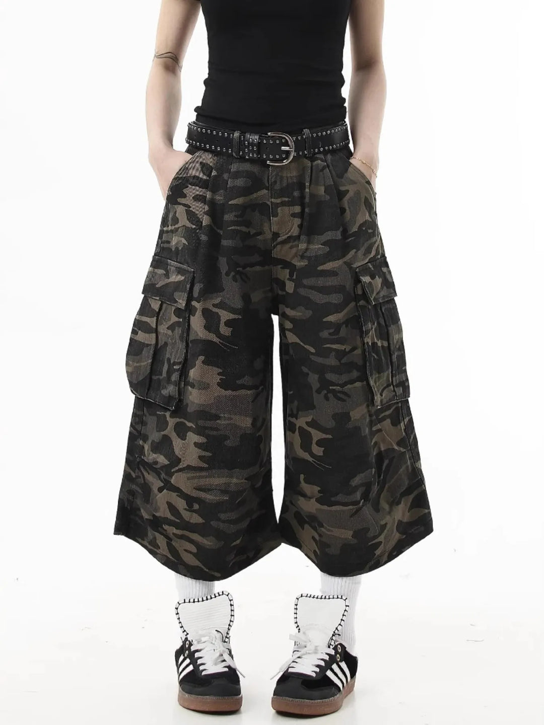 Men's Full Size Camouflage Wide-Leg Cargo Jeans Plus Size
