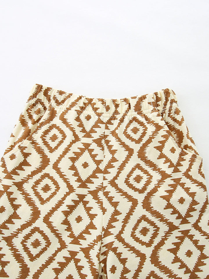 Children's Graphic Tee & Geometric Print Shorts Set